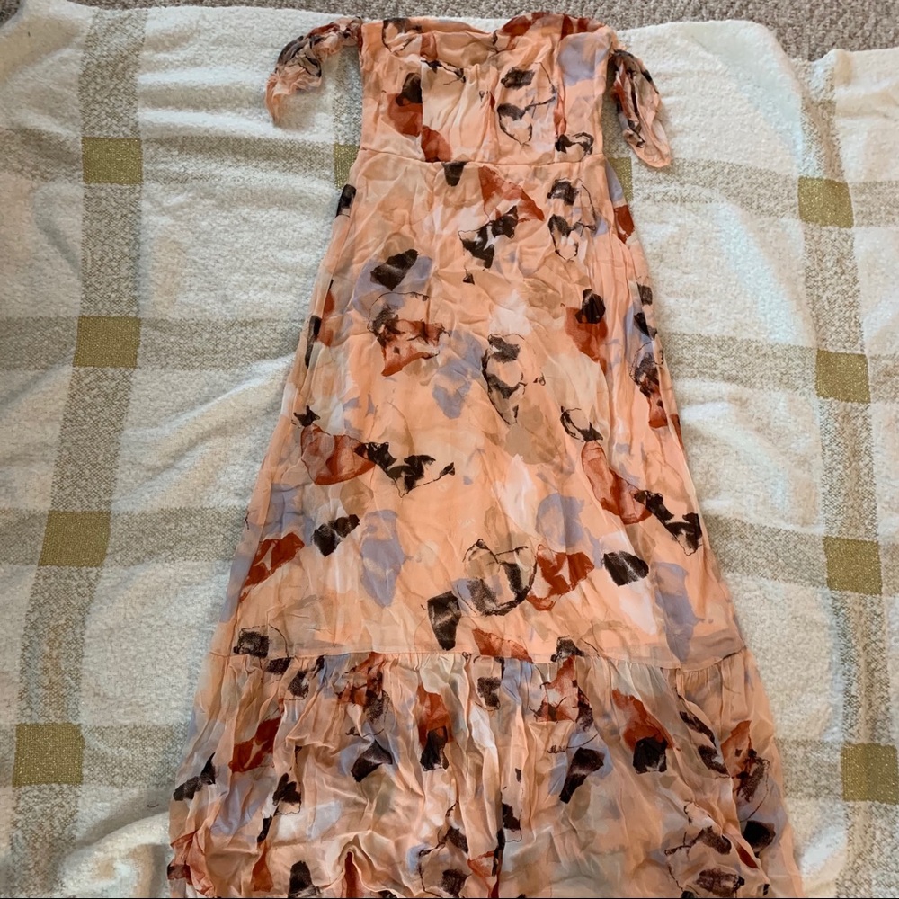 Ruffle off shoulder floral maxi dress